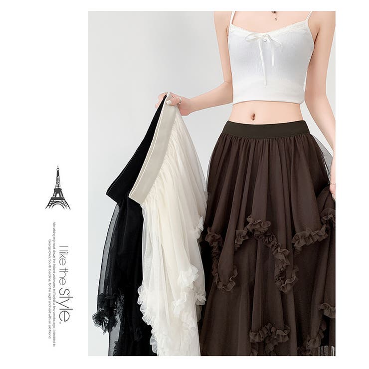 アシンメトリーフリルティアードチュールスカート | WITCH | 詳細画像19 