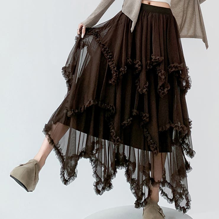 アシンメトリーフリルティアードチュールスカート | WITCH | 詳細画像3 