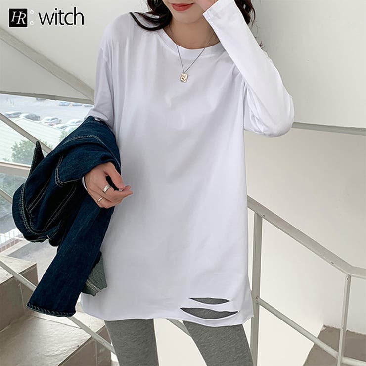 裾ダメージロングTシャツ 長袖 | WITCH | 詳細画像1 