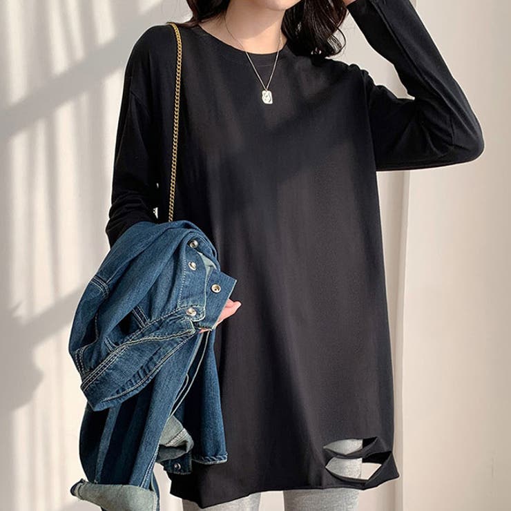 裾ダメージロングTシャツ 長袖 | WITCH | 詳細画像3 