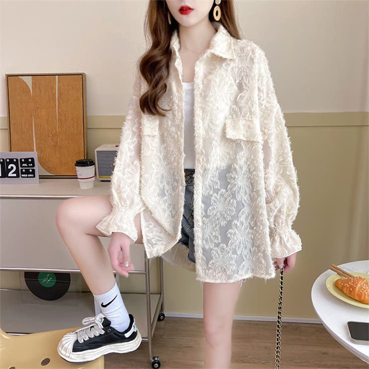 アイボリー | ジャガードシアーカーディガン レディース | WITCH