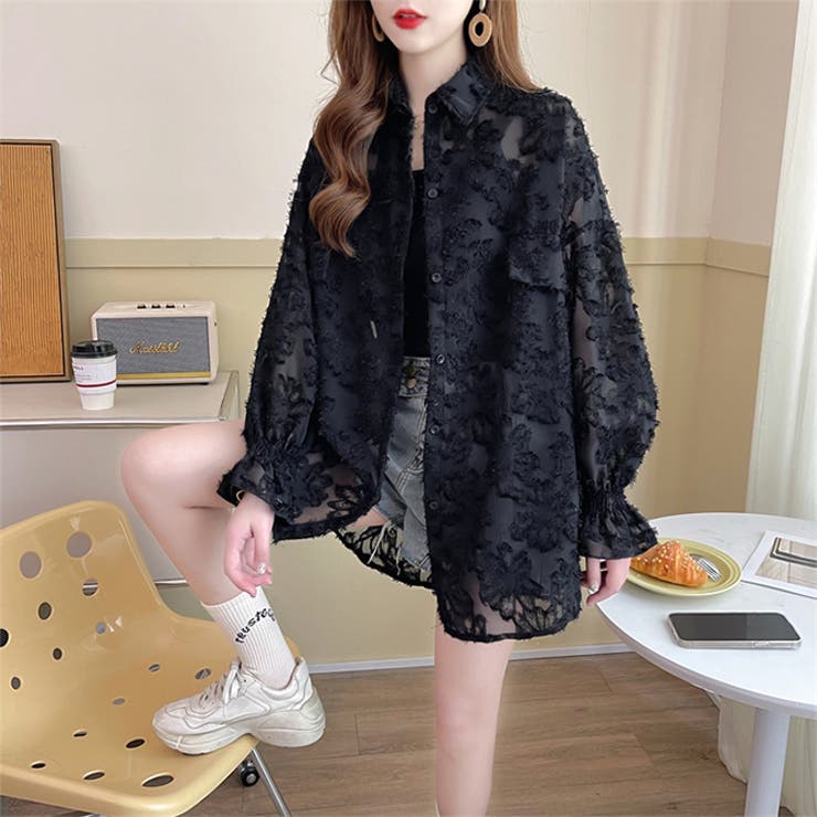 ブラック | ジャガードシアーカーディガン レディース | WITCH