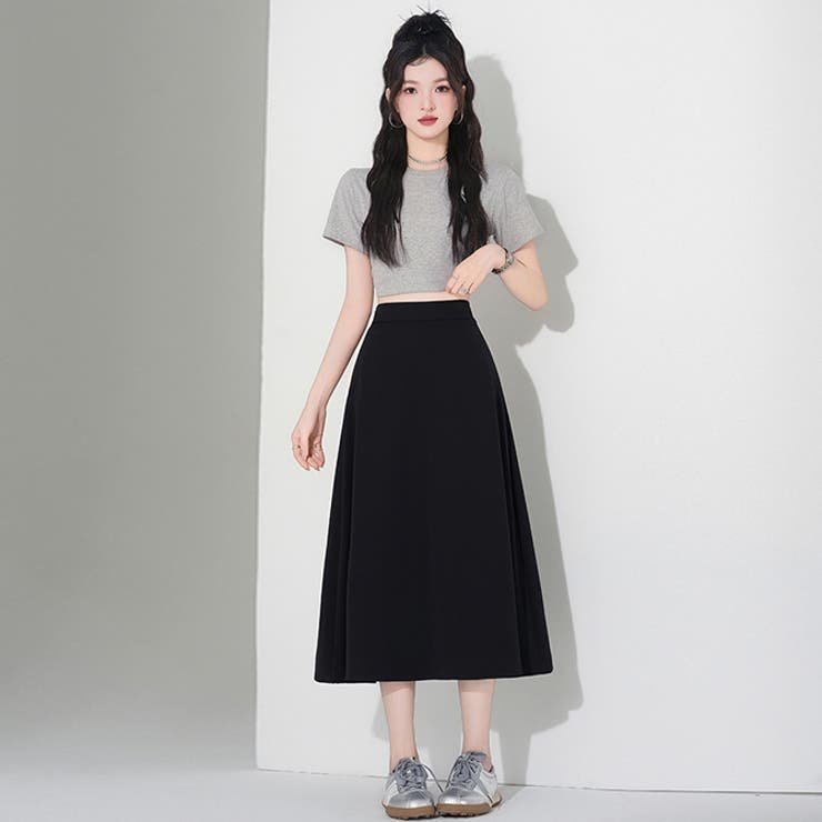 ブラック | 春夏新作フレアスカートふんわりとしたフレアシルエット | WITCH