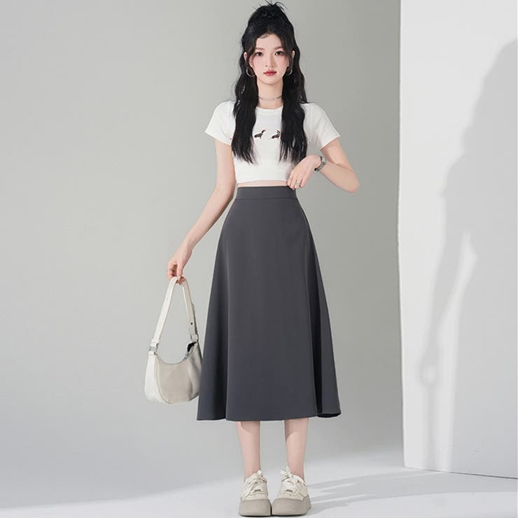 グレー | 春夏新作フレアスカートふんわりとしたフレアシルエット | WITCH