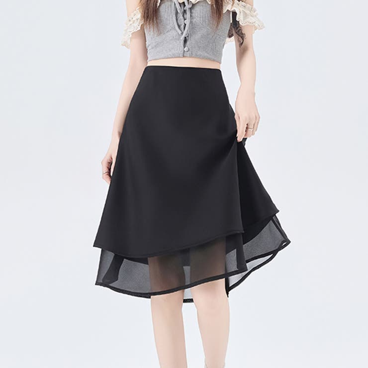 春夏 新作 裾レース サテンフレアミニスカート | WITCH | 詳細画像2 