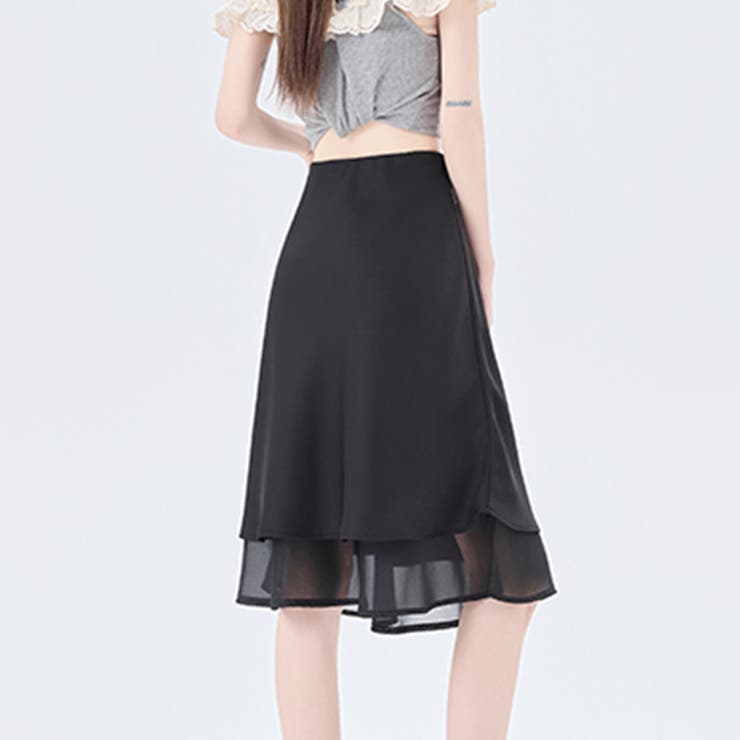 春夏 新作 裾レース サテンフレアミニスカート | WITCH | 詳細画像4 