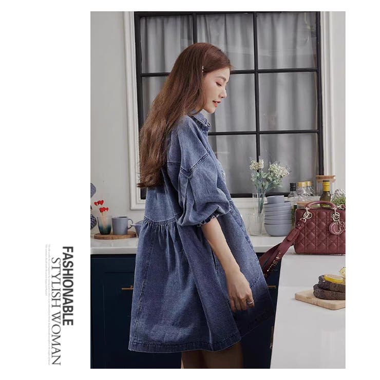 ハートボタンフレアデニムシャツワンピース | WITCH | 詳細画像16 