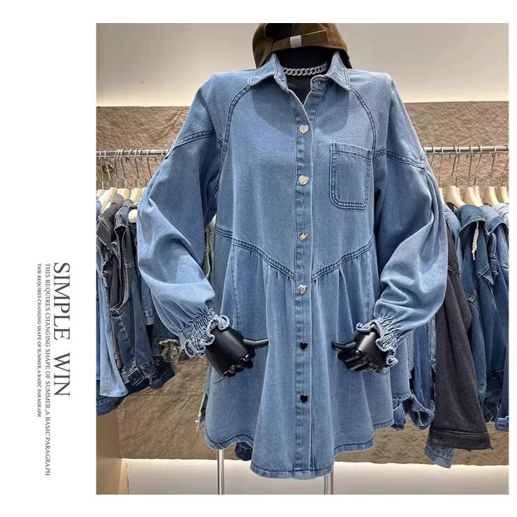 ハートボタンフレアデニムシャツワンピース | WITCH | 詳細画像18 