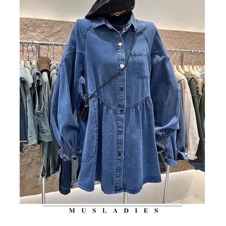 ハートボタンフレアデニムシャツワンピース | WITCH | 詳細画像19 