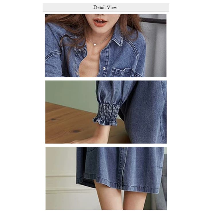 ハートボタンフレアデニムシャツワンピース | WITCH | 詳細画像6 