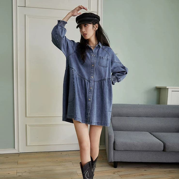 ハートボタンフレアデニムシャツワンピース | WITCH | 詳細画像2 