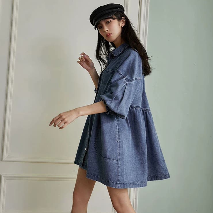 ハートボタンフレアデニムシャツワンピース | WITCH | 詳細画像3 