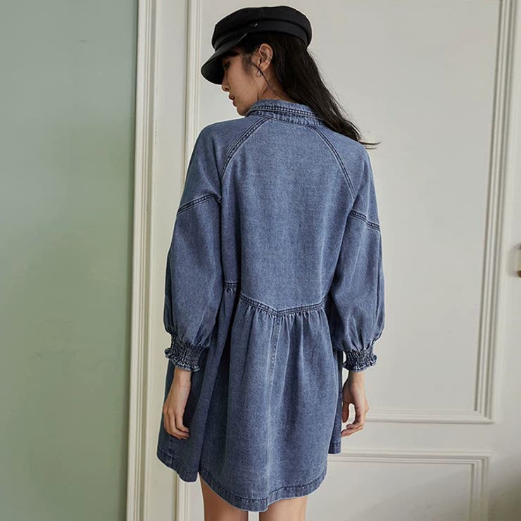 ハートボタンフレアデニムシャツワンピース | WITCH | 詳細画像4 