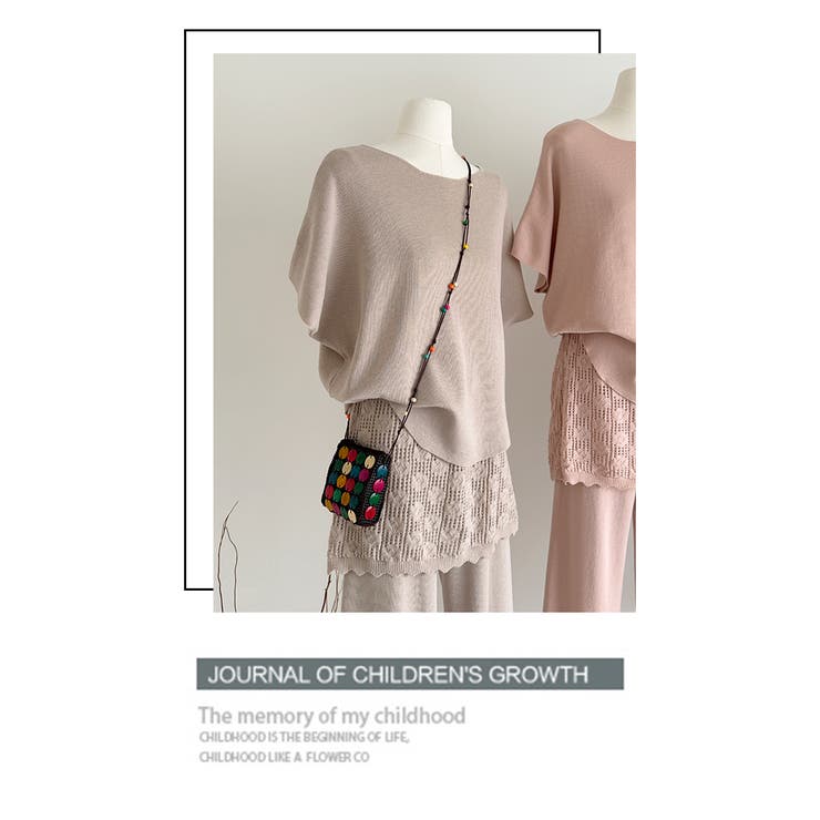 ニットセットアップ スカートレイヤードドルマンスリーブトップス感度の高いワントー… | WITCH | 詳細画像14 