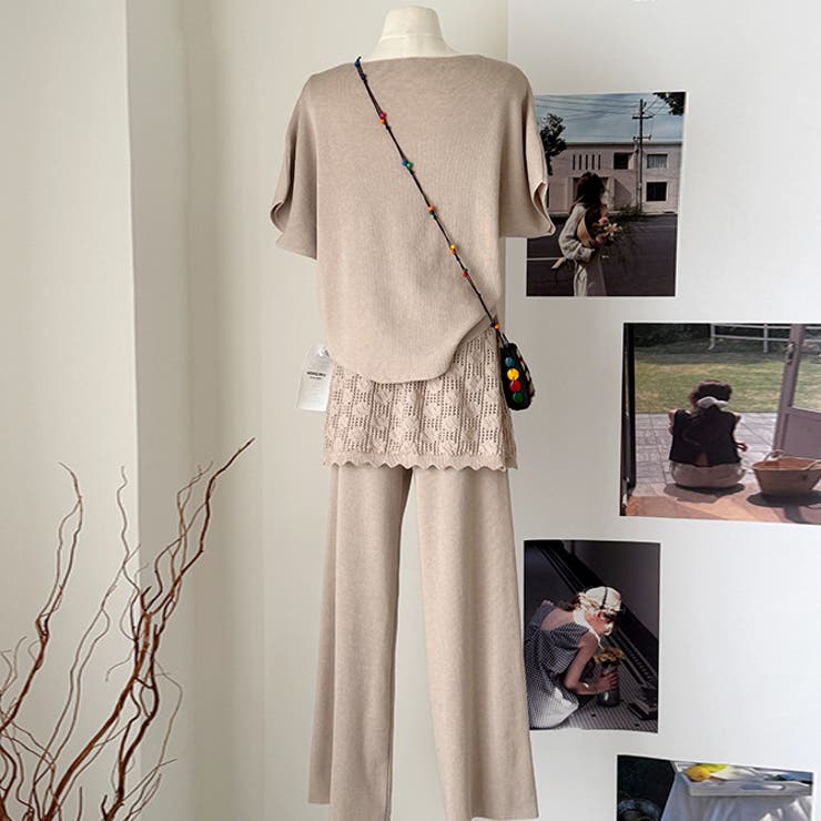 ニットセットアップ スカートレイヤードドルマンスリーブトップス感度の高いワントー… | WITCH | 詳細画像3 