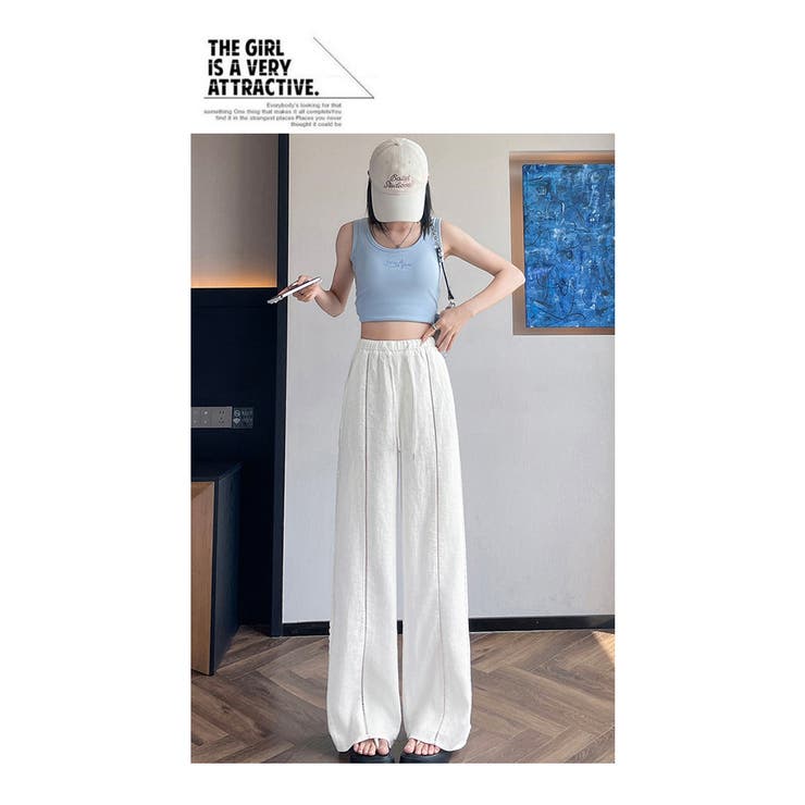 春夏新作棉麻素材フラワーレースラインワイドパンツ | WITCH | 詳細画像7 