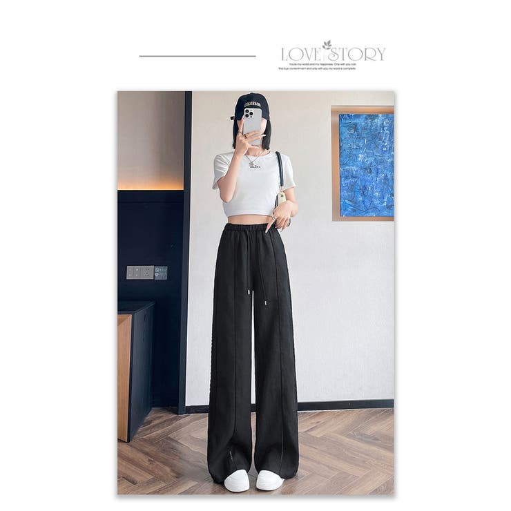 春夏新作棉麻素材フラワーレースラインワイドパンツ | WITCH | 詳細画像13 