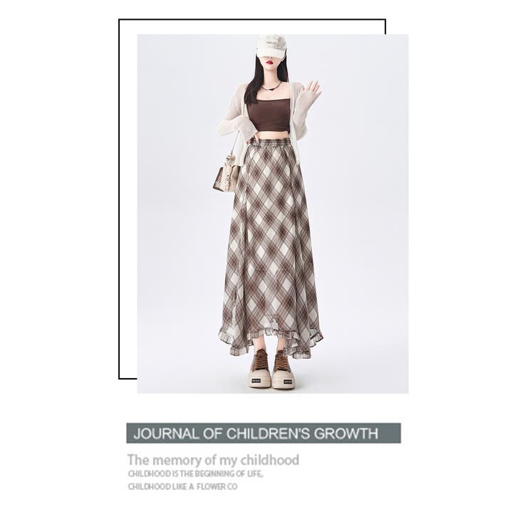 チェック柄ボリュウームシフォンマーメイドスカート | WITCH | 詳細画像15 