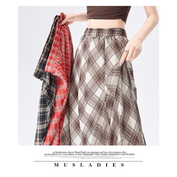 チェック柄ボリュウームシフォンマーメイドスカート | WITCH | 詳細画像18 