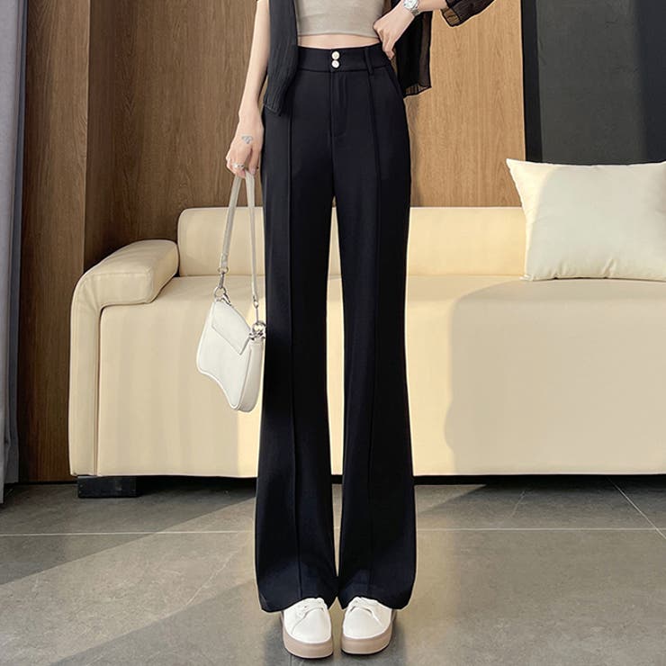 ブラック | センターピンタックフレアパンツ | WITCH