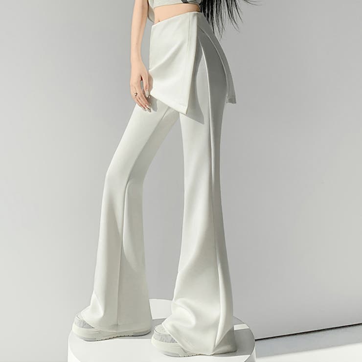 ホワイト | ラップスカート付き フレアパンツ | WITCH