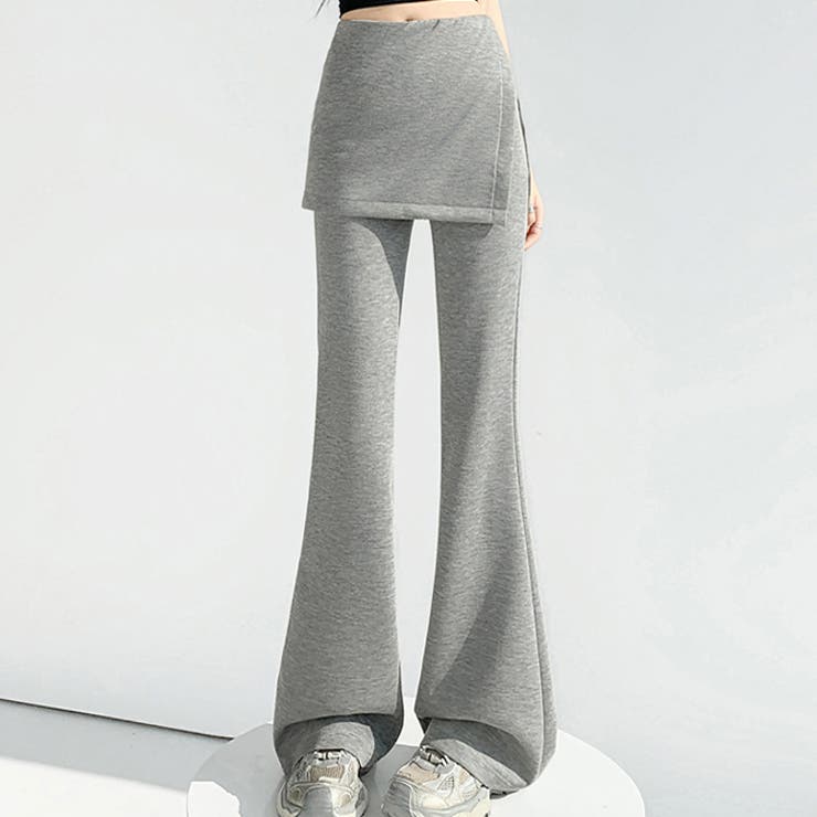 グレー | ラップスカート付き フレアパンツ | WITCH