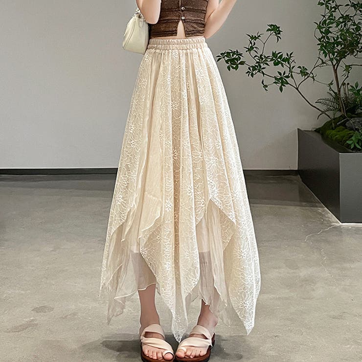 ベージュ | 花びら ロングスカート | WITCH