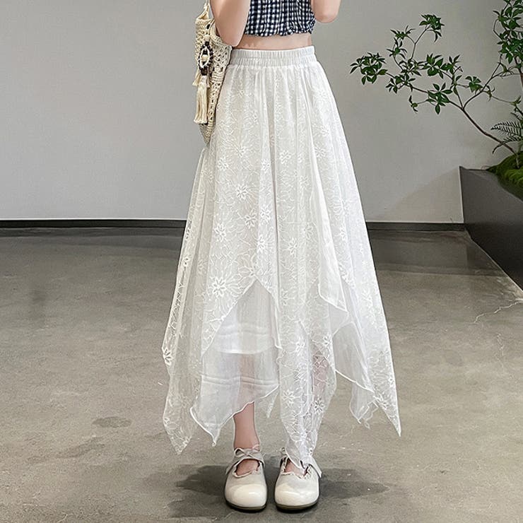 ホワイト | 花びら ロングスカート | WITCH
