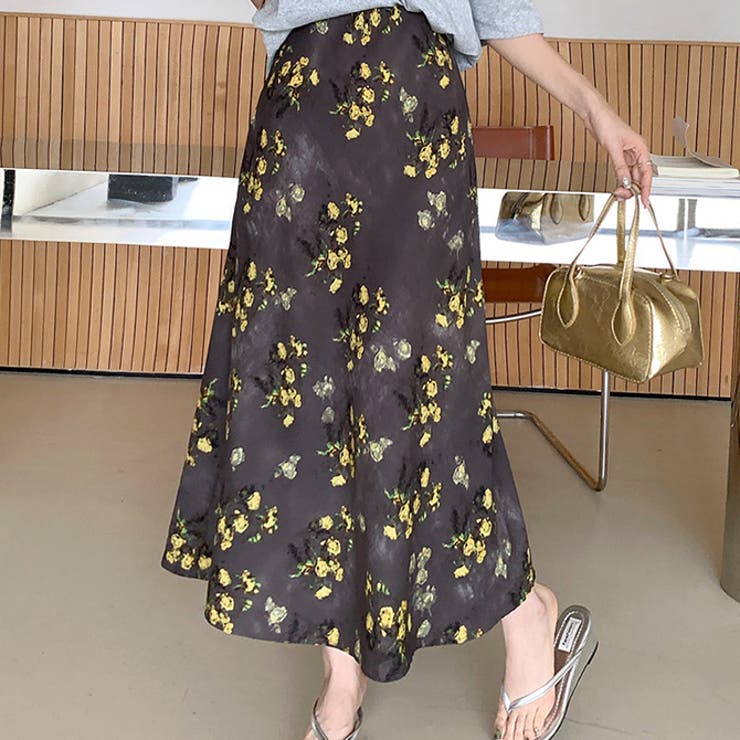 イエロー | 花柄プリンツフレアスカート | WITCH