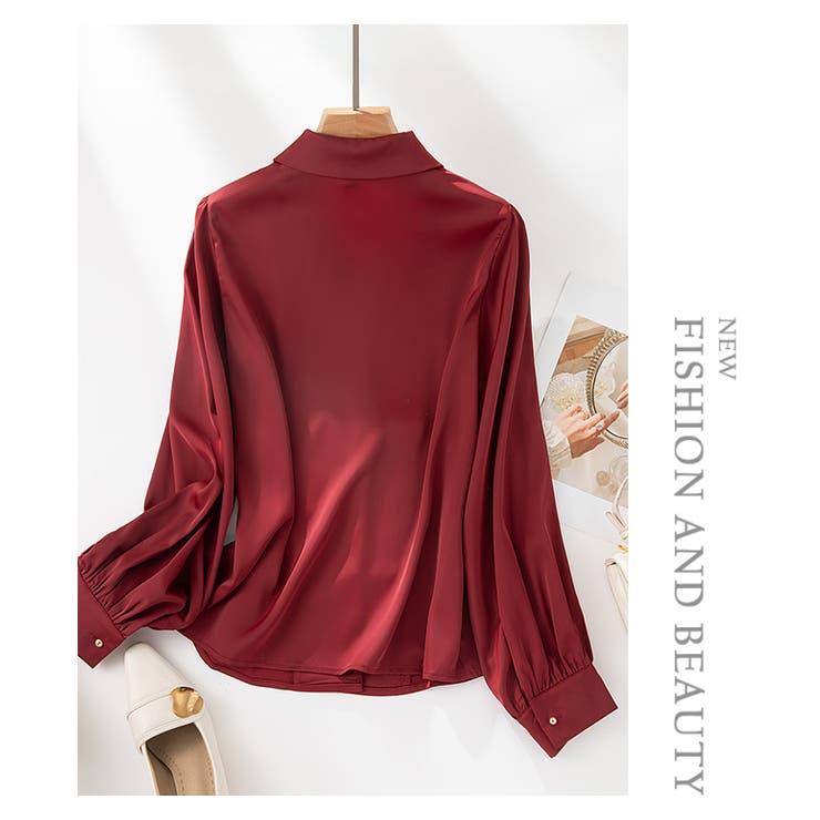 サテンブラウスサテンシャツ 長袖 パフスリーブ | WITCH | 詳細画像19 