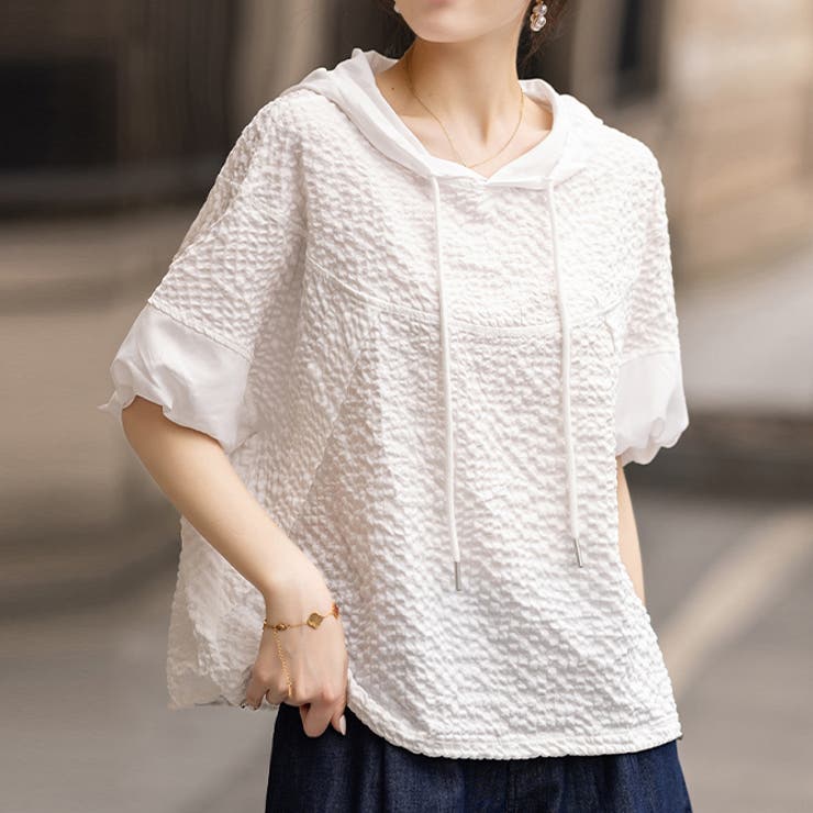 ホワイト | テクスチャーデザインパーカー | WITCH