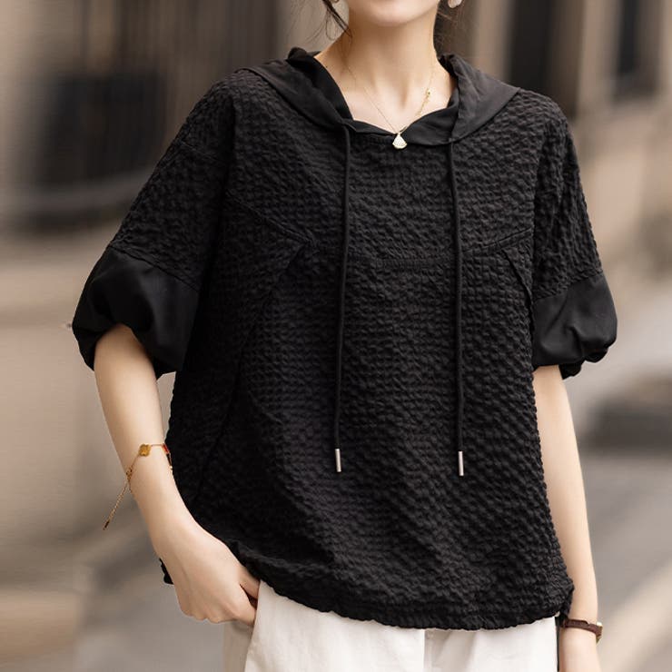 ブラック | テクスチャーデザインパーカー | WITCH