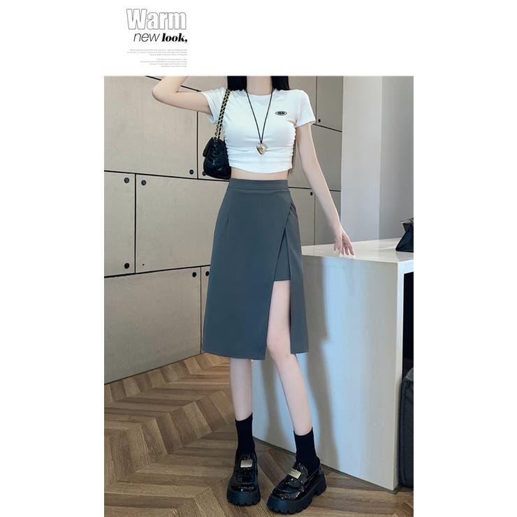 アシンメトリー スリット ミディ タイトスカート | WITCH | 詳細画像7 