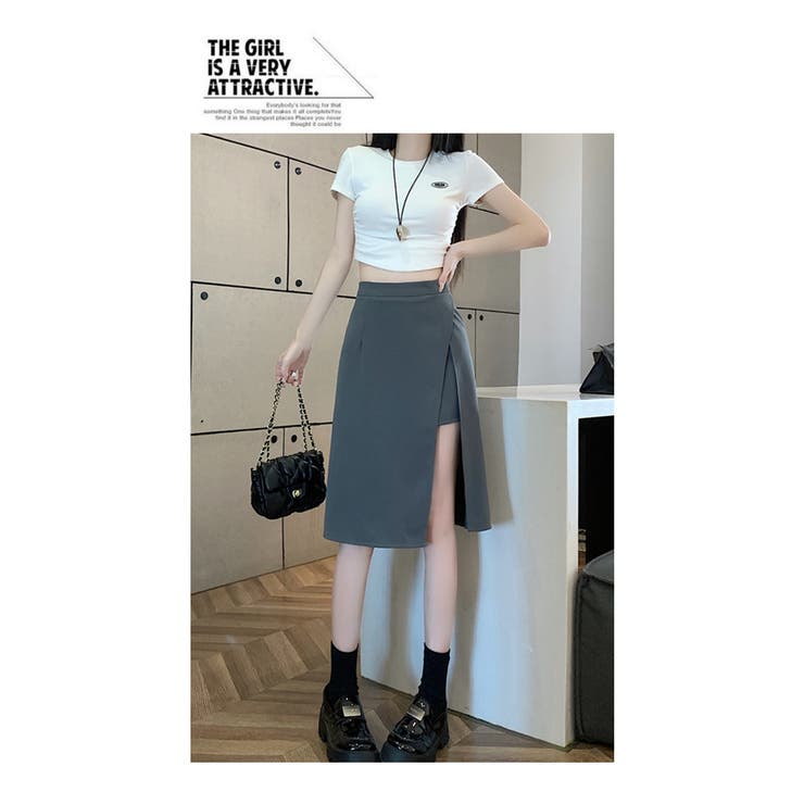 アシンメトリー スリット ミディ タイトスカート | WITCH | 詳細画像8 