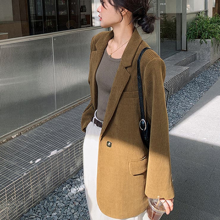 バックスリット & メタルアクセント付きコーデュロイブレザー | WITCH | 詳細画像4 