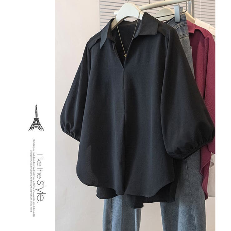 七分袖ランタンスリーブトップスゆったりミディ丈  | WITCH | 詳細画像17 