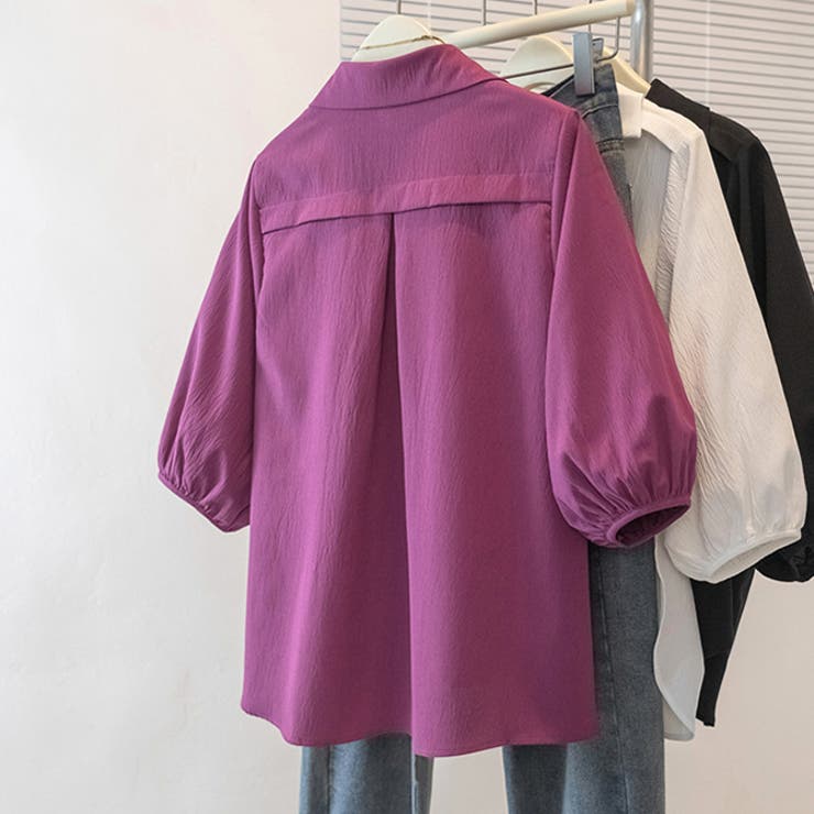 七分袖ランタンスリーブトップスゆったりミディ丈  | WITCH | 詳細画像3 