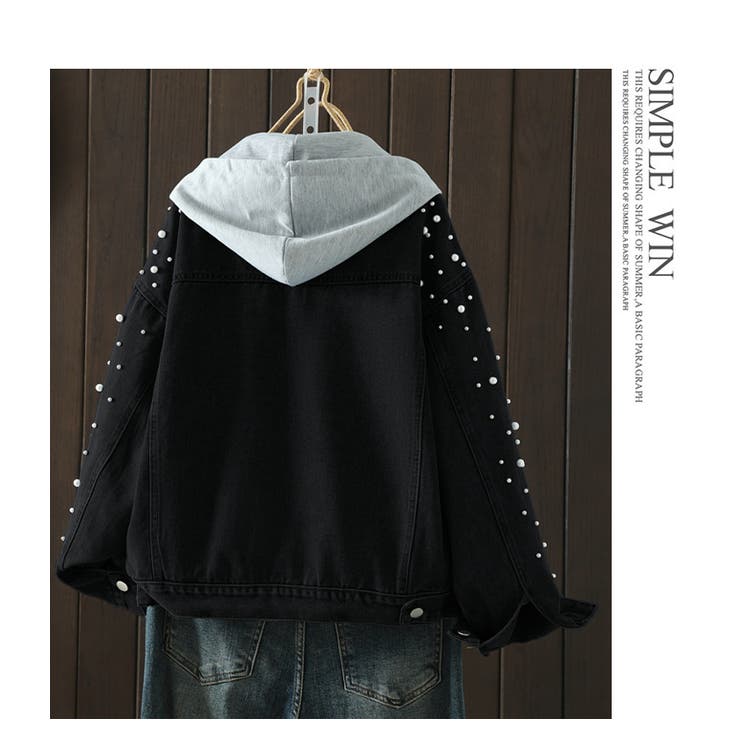 パールデザイン フード付き デニムジャケット | WITCH | 詳細画像11 