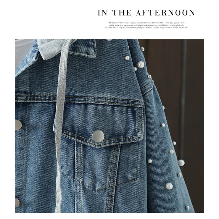 パールデザイン フード付き デニムジャケット | WITCH | 詳細画像13 