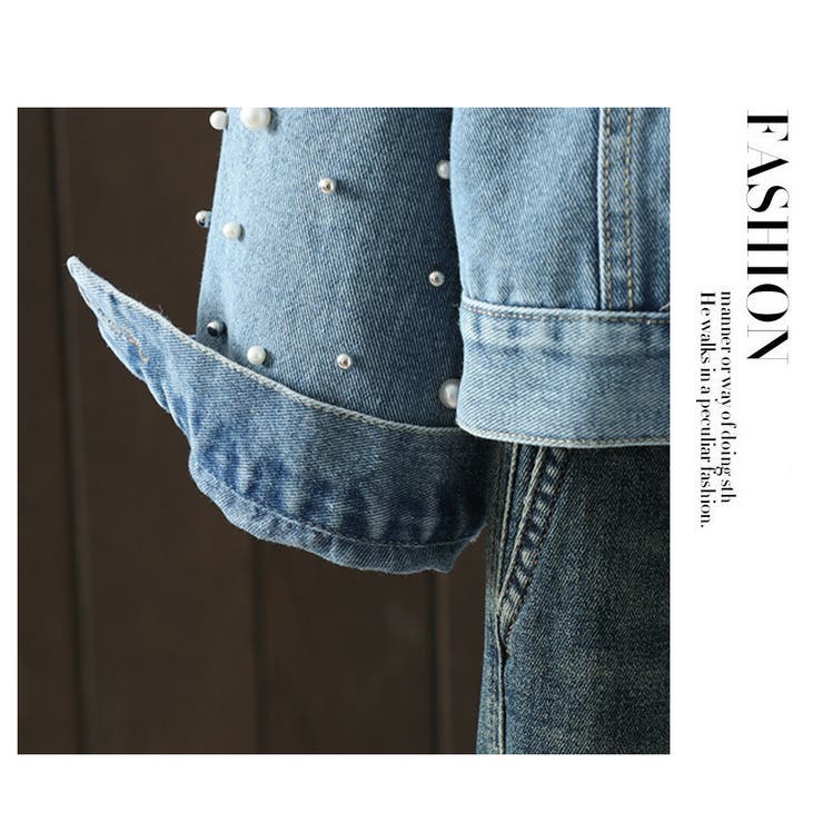 パールデザイン フード付き デニムジャケット | WITCH | 詳細画像15 