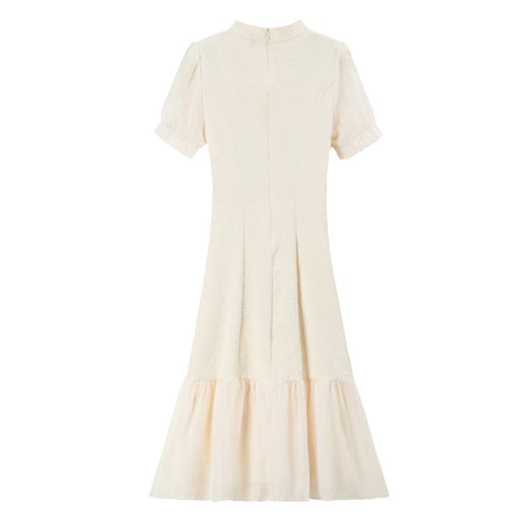 チャイナドレス レトロ風ワンピース 異素材切り替え 半袖 パフ袖 | WITCH | 詳細画像4 