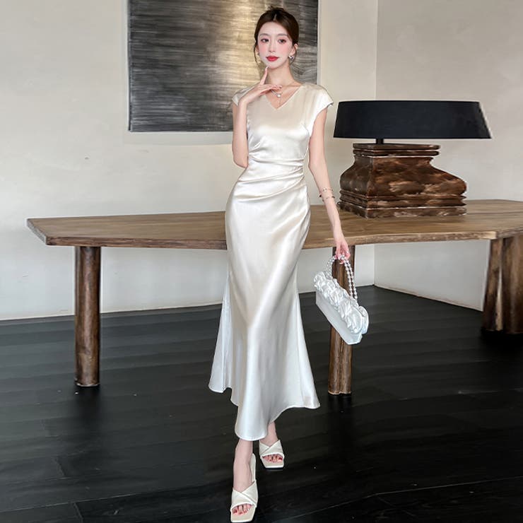 ベージュ | サテンパーティードレスロングスカート | WITCH