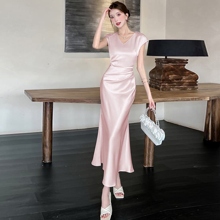 ピンク | サテンパーティードレスロングスカート | WITCH