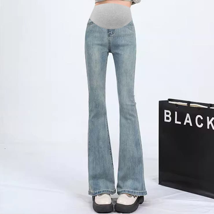 ライトブルー | 新作マタニティフレアデニムパンツ | WITCH