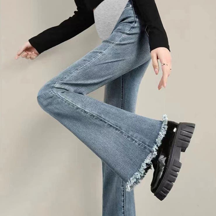 新作マタニティ裾フリンジフレアデニムパンツ | WITCH | 詳細画像3 