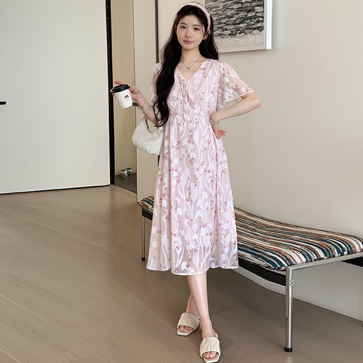 ピンク | マタニティワンピース袖フリル | WITCH