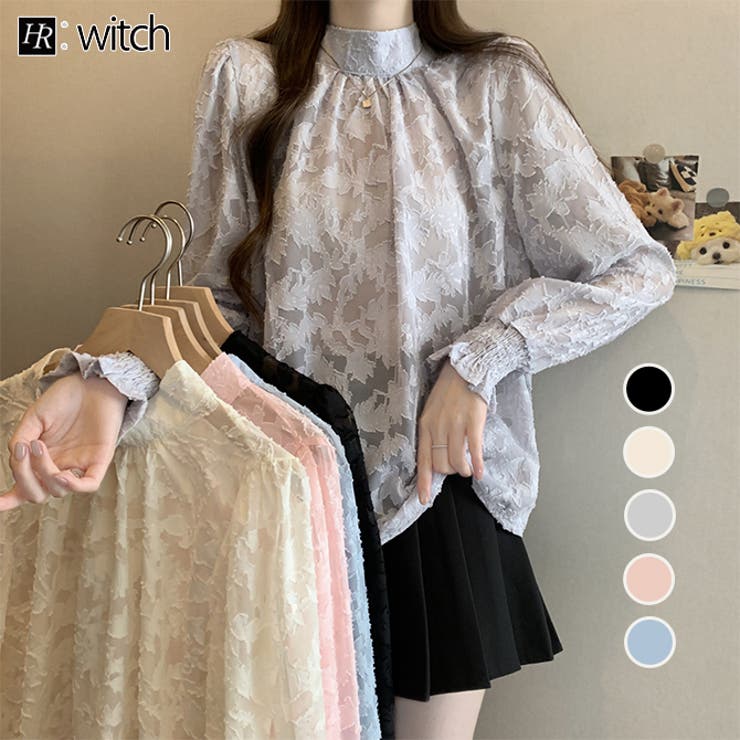 花柄ジャガード ブラウス透け感シアー 長袖  | WITCH | 詳細画像1 