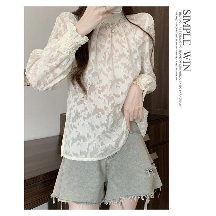 花柄ジャガード ブラウス透け感シアー 長袖  | WITCH | 詳細画像8 