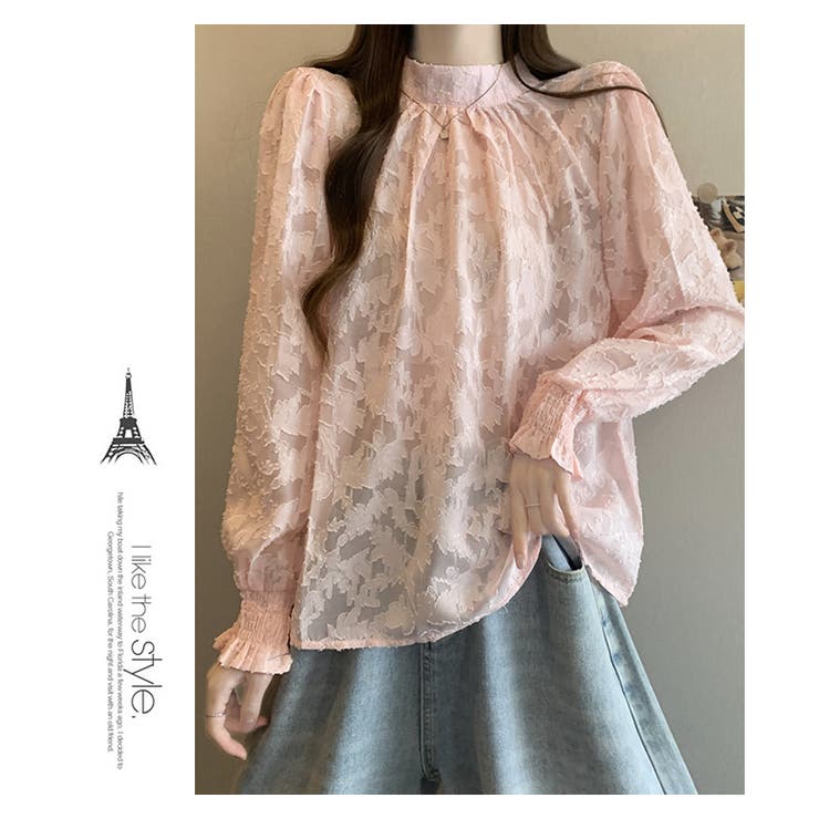 花柄ジャガード ブラウス透け感シアー 長袖  | WITCH | 詳細画像12 