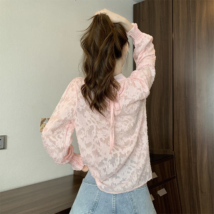 花柄ジャガード ブラウス透け感シアー 長袖  | WITCH | 詳細画像3 